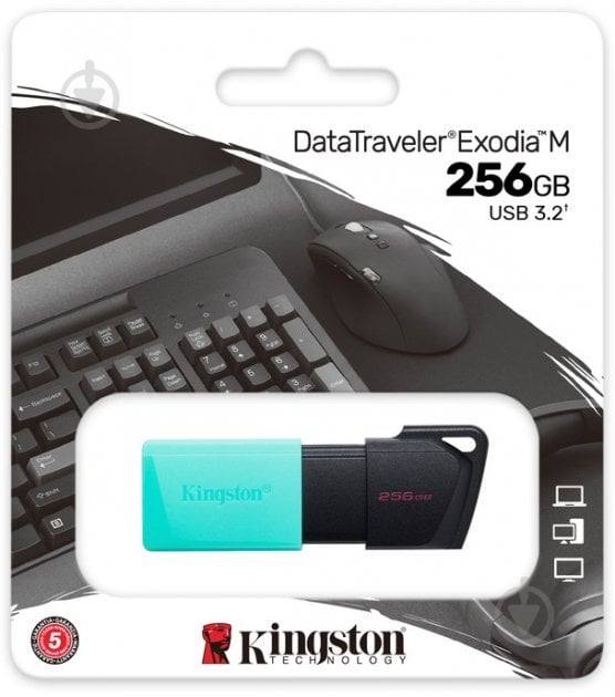 Флешпам'ять USB Kingston DataTraveler Exodia M 256 ГБ USB 3.2 black/green (DTXM/256GB) - фото 15
