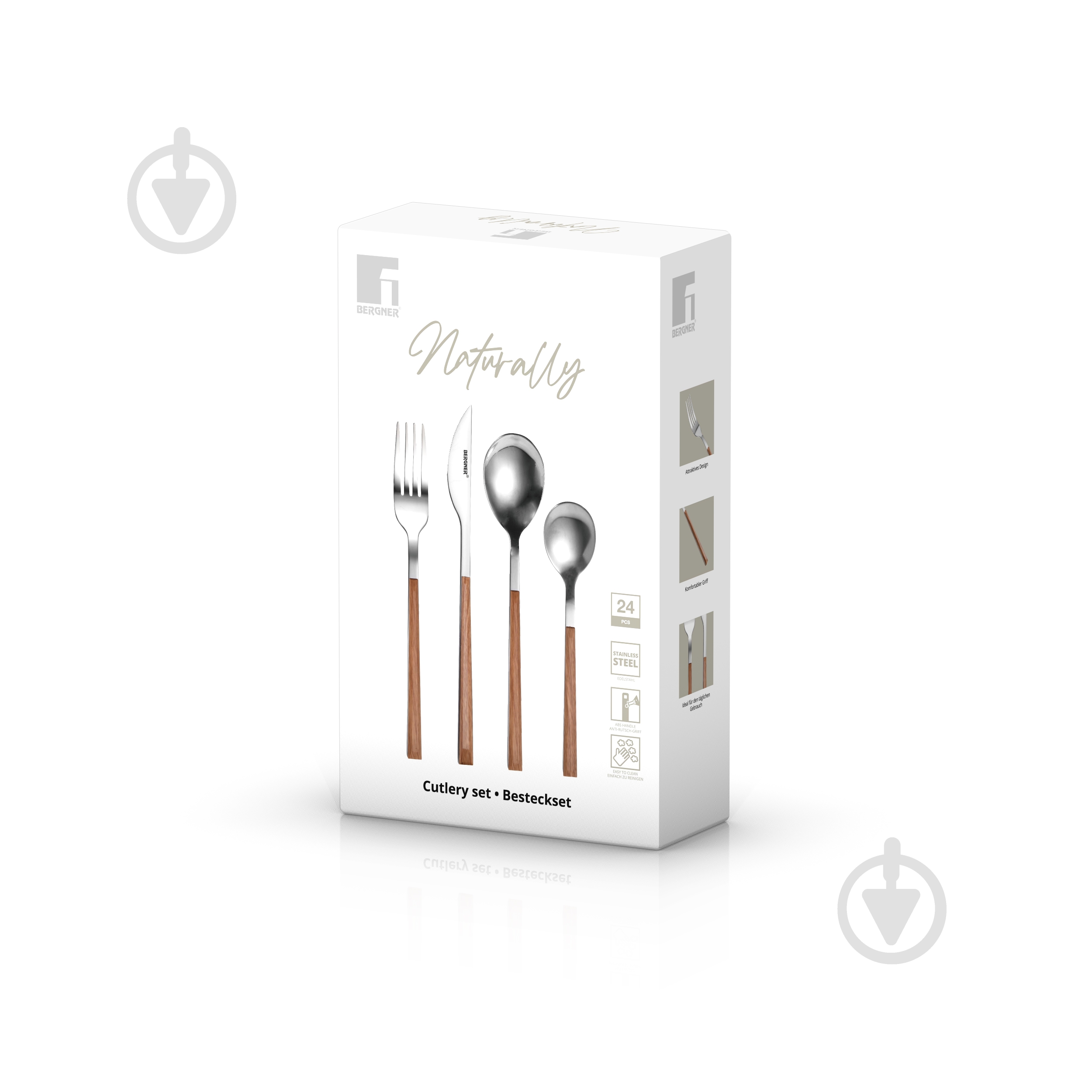 Набор столовых приборов Bergner Naturally Bergner BG-45120-MM 24 пр - фото 2 Набор столовых приборов Bergner Naturally Bergner BG-45120-MM 24 пр - фото 2