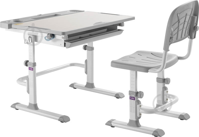 Комплект парта и стул-трансформер FunDesk Disa Grey - фото 1 Комплект парта и стул-трансформер FunDesk Disa Grey - фото 1
