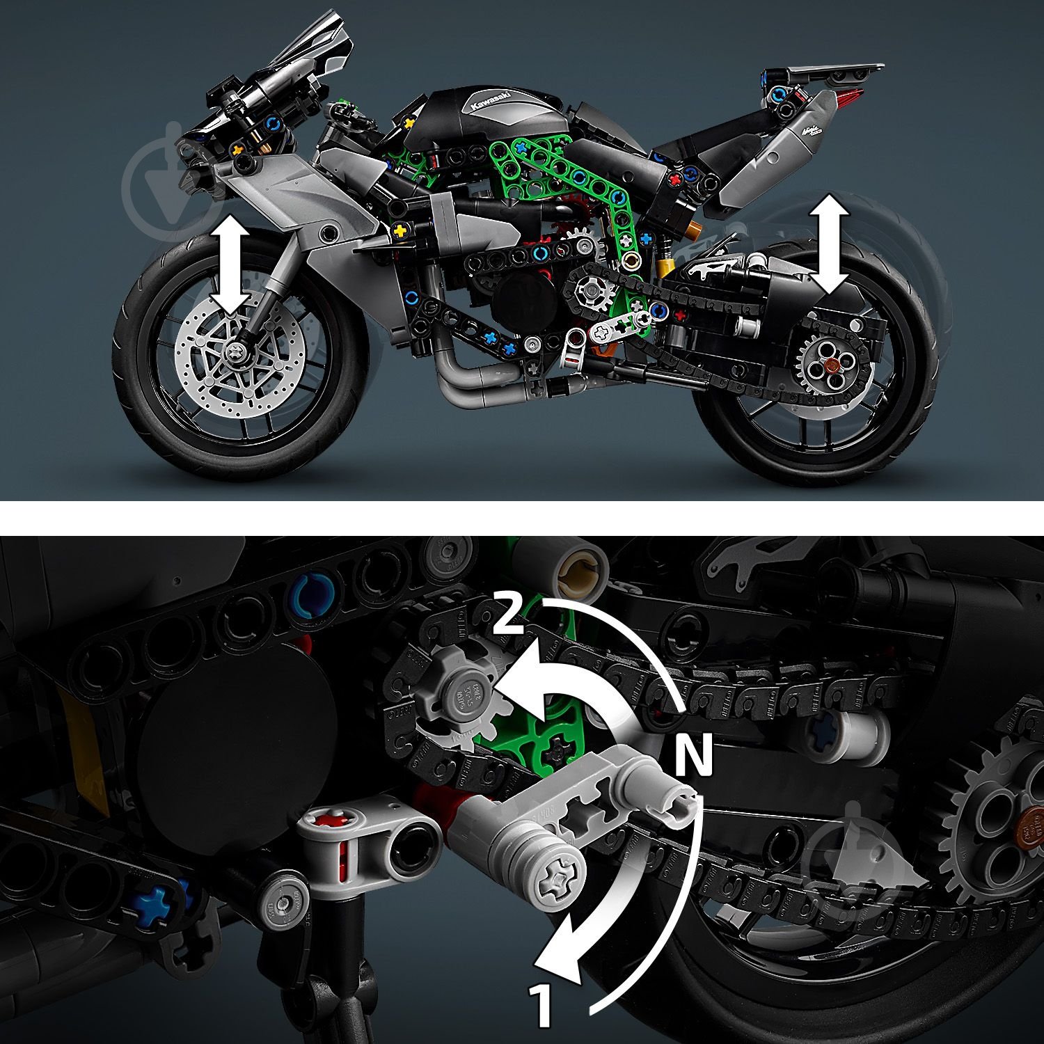 Конструктор LEGO Technic Мотоцикл Kawasaki Ninja H2R 42170 - фото 9 Конструктор LEGO Technic Мотоцикл Kawasaki Ninja H2R 42170 - фото 9