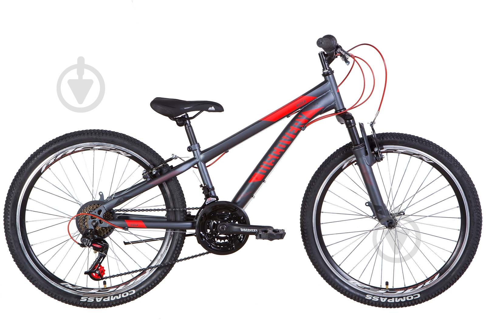 Велосипед Discovery 24" 11.5"(29 см) RIDER OPS-DIS-24-315 серо-красный - фото 1