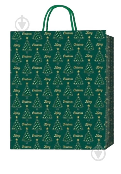 Пакет подарочный L 31х42х12 см зеленый с золотом Buromax - фото 1