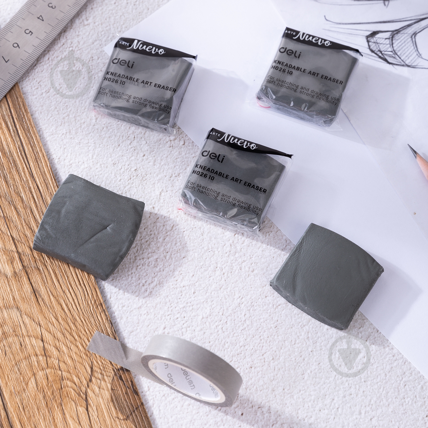 Гумка EH02610 сiра Клячка Deli - фото 2