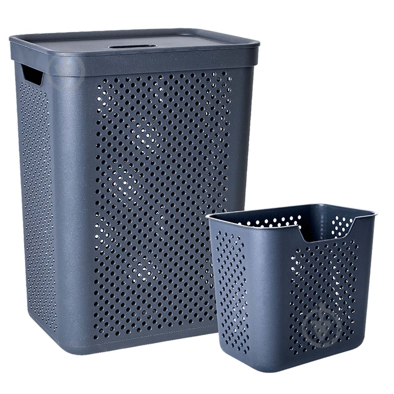 Кошик для білизни Алеана Simple з органайзером 45 л граніт - фото 1 Кошик для білизни Алеана Simple з органайзером 45 л граніт - фото 1