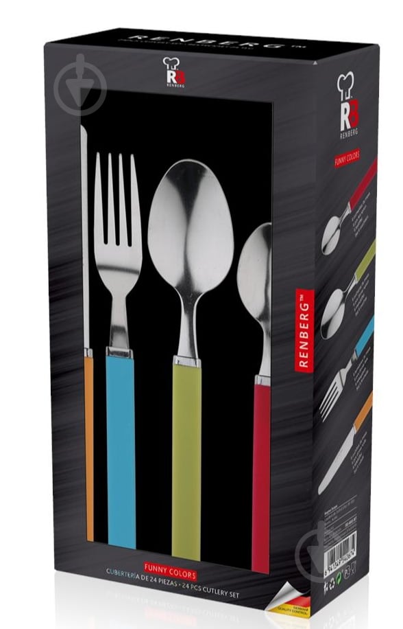 Набор столовых приборов Berlinger Haus Funny colors Bergner RB-4665-MT 24 пр - фото 1