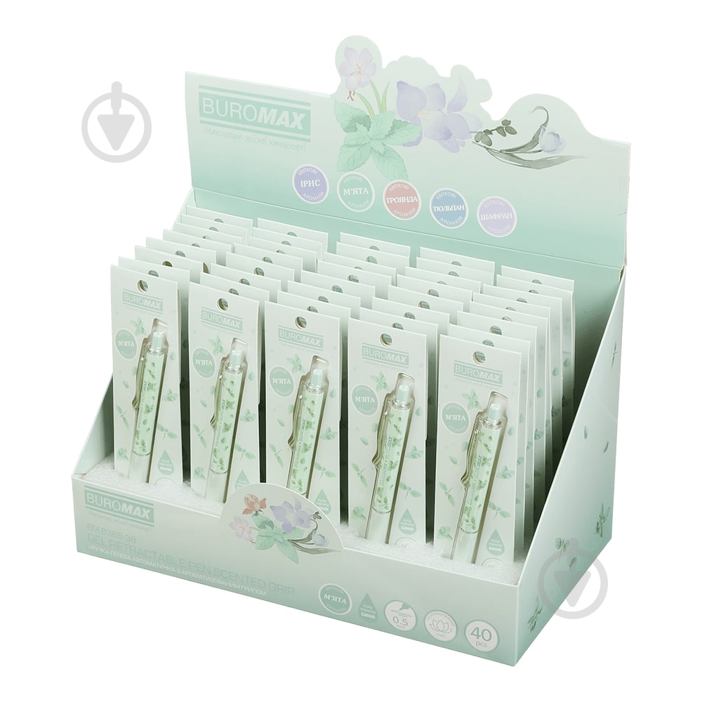 Ручка гелевая Buromax BLOSSOM Мята BM.8368-38 - фото 3