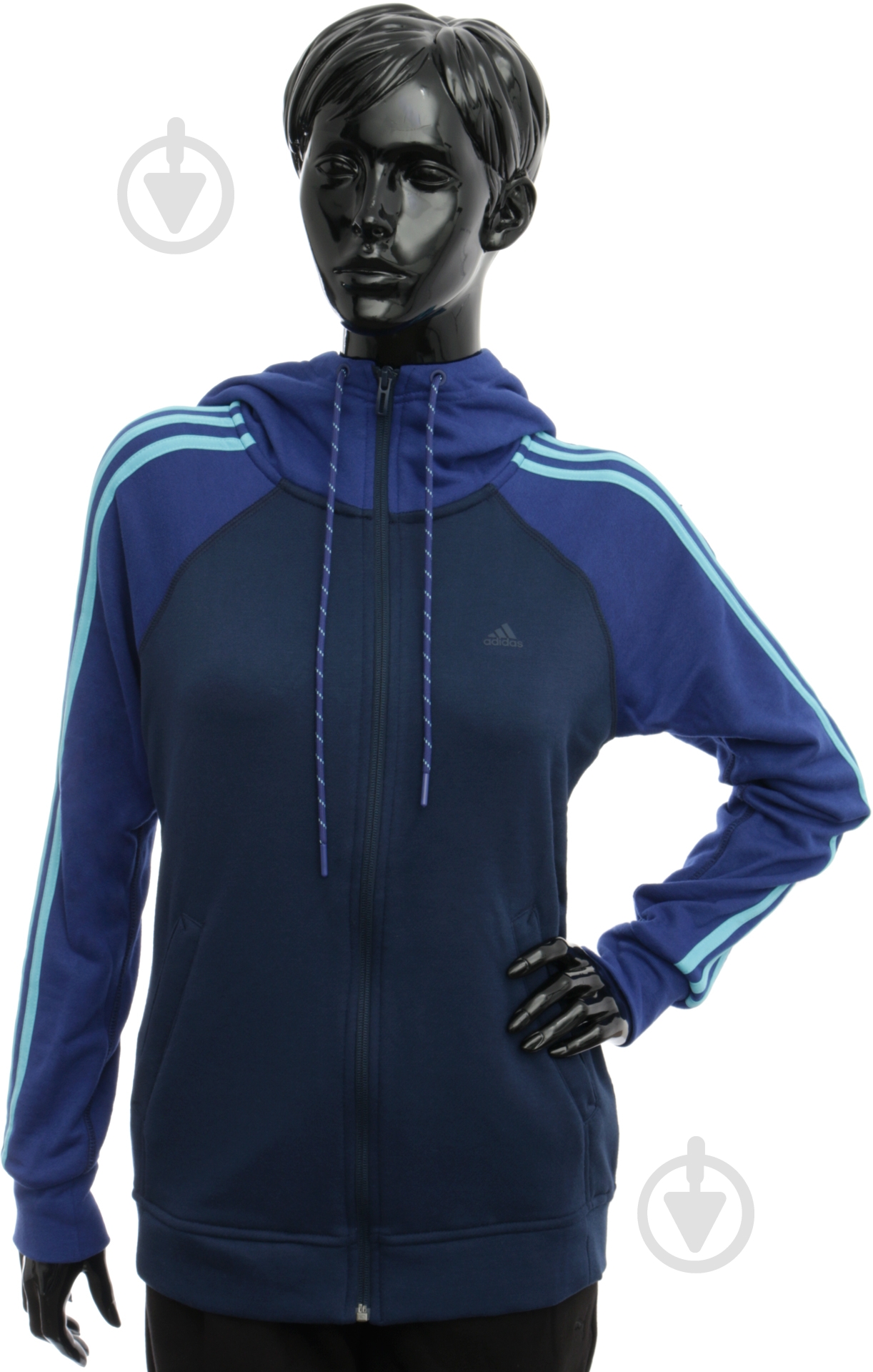 Толстовка Adidas ESSENTIALS 3-STRIPES HOODIE AY4804 р. L синий - фото 1