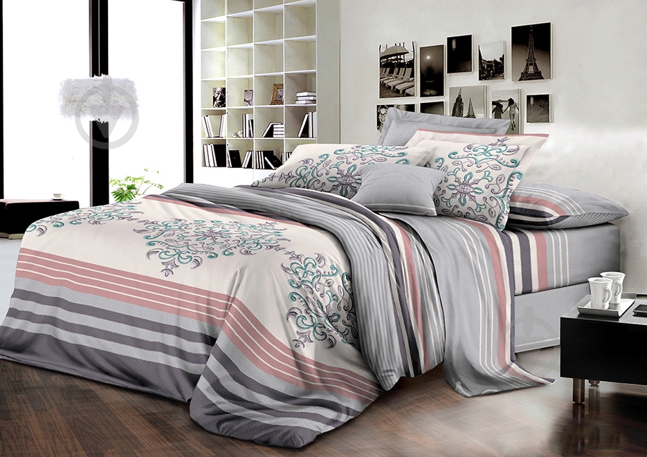 Комплект постельного белья Illyria 2.0 евро серый с рисунком - фото 1