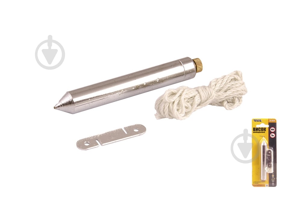 Отвес MasterTool цилиндрический 100 г шнур L 5 м 30-0604 - фото 1
