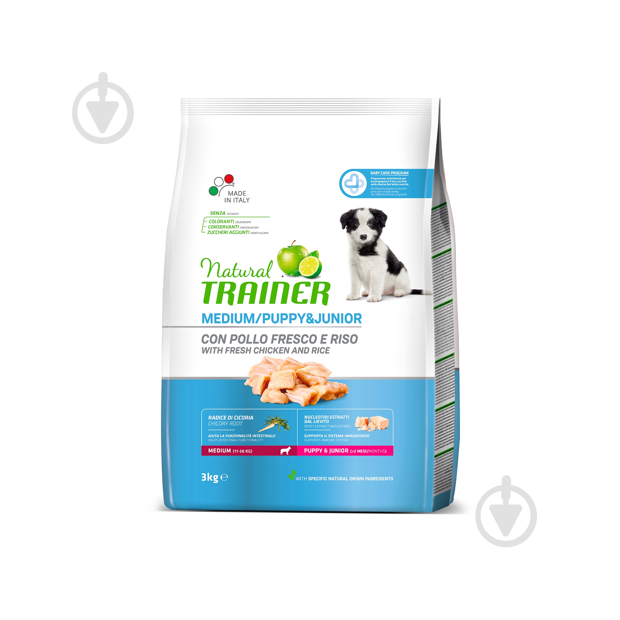 Корм для щенков для средних пород Trainer Natural Natural Puppy Junior Medium (курица) 3 кг - фото 1 Корм для щенков для средних пород Trainer Natural Natural Puppy Junior Medium (курица) 3 кг - фото 1