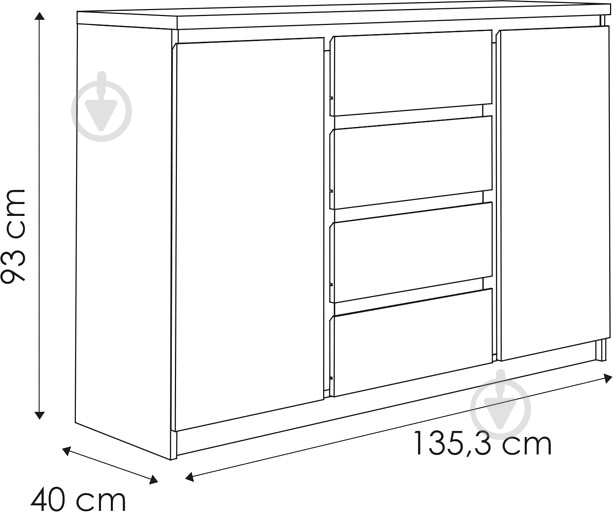 Комод PELLO 41 2d4s сосна лоредо темная - фото 3