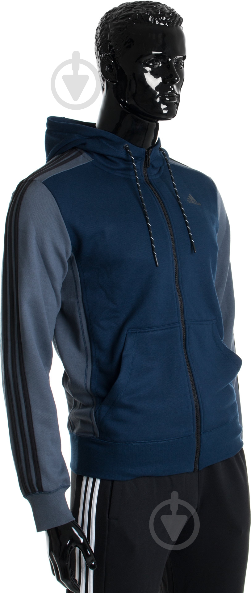 Толстовка Adidas 3-Stripes Fleece AY5484 р. M синий - фото 2
