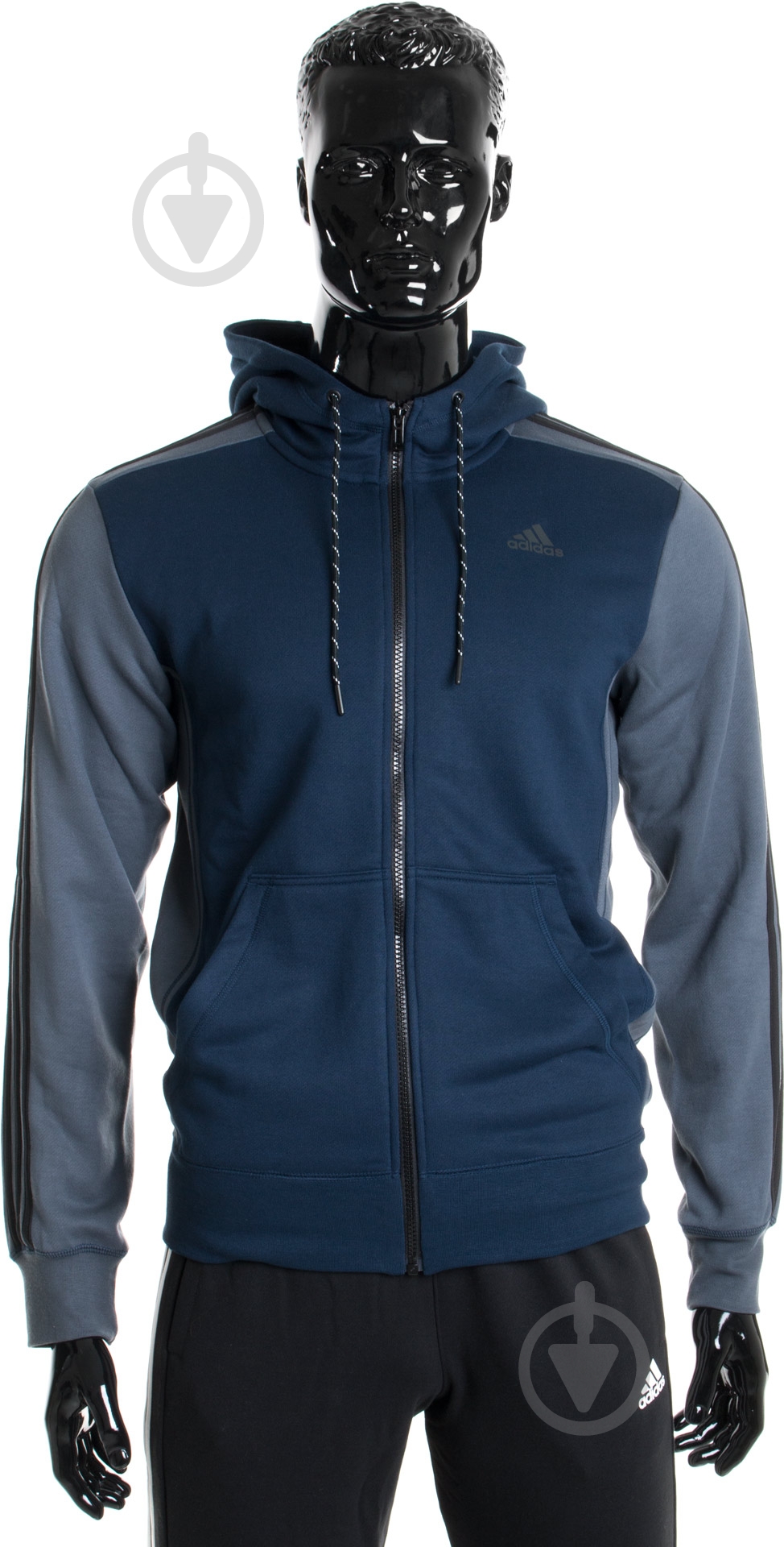 Толстовка Adidas 3-Stripes Fleece AY5484 р. XL синий - фото 1