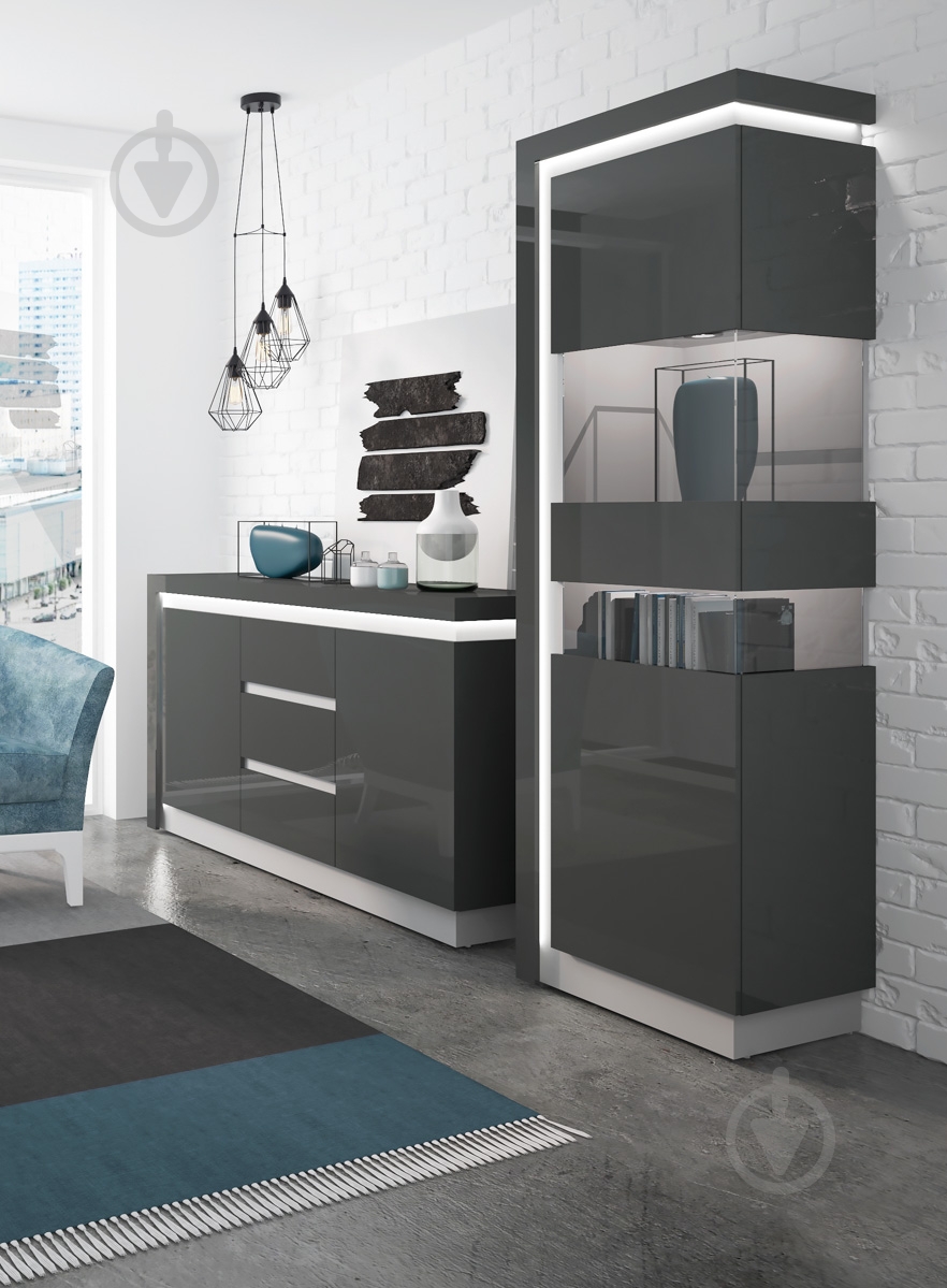 Комод Meble Wojcik LYON LYOK02 3D платинум/платинумтемно-серый - фото 3