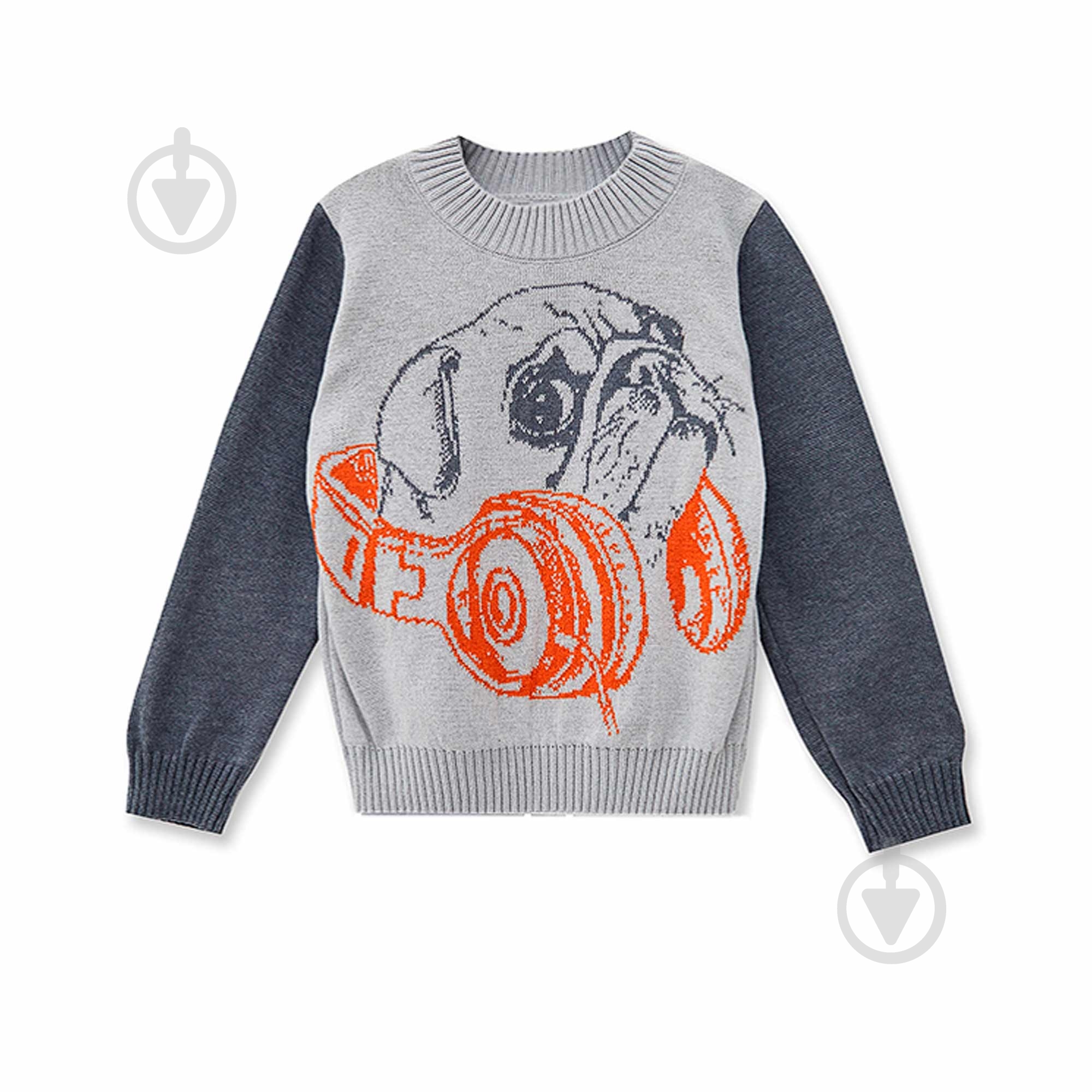 Джемпер детский для мальчика ART KNIT Мопс р.110-116 серый с рисунком - фото 1
