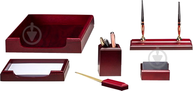 Набор настольный из натурального дерева bestar 6 предметов красное дерево 6159XDU - фото 1