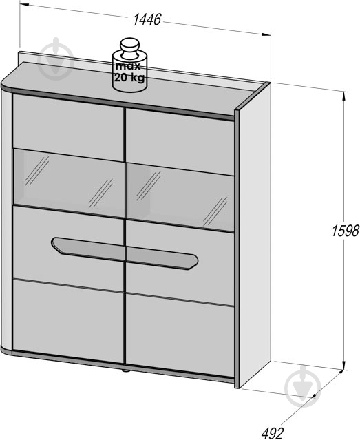 Витрина Forte Meble URANO UMBV625RB 2D дуб благородный - фото 4