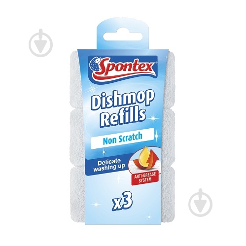 Губка для миття посуду Dishmop Refills NONSCR 3 шт. SPONTEX - фото 1