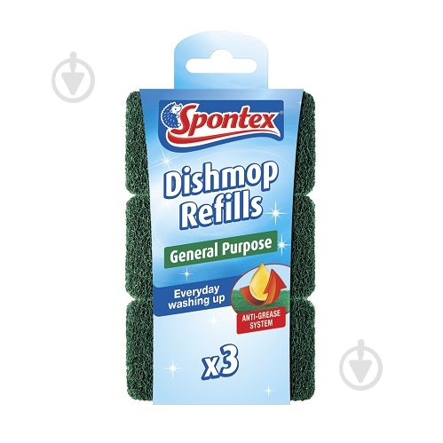 Губка для мытья посуды Dishmop Refills GENERAL 3 шт. SPONTEX - фото 1