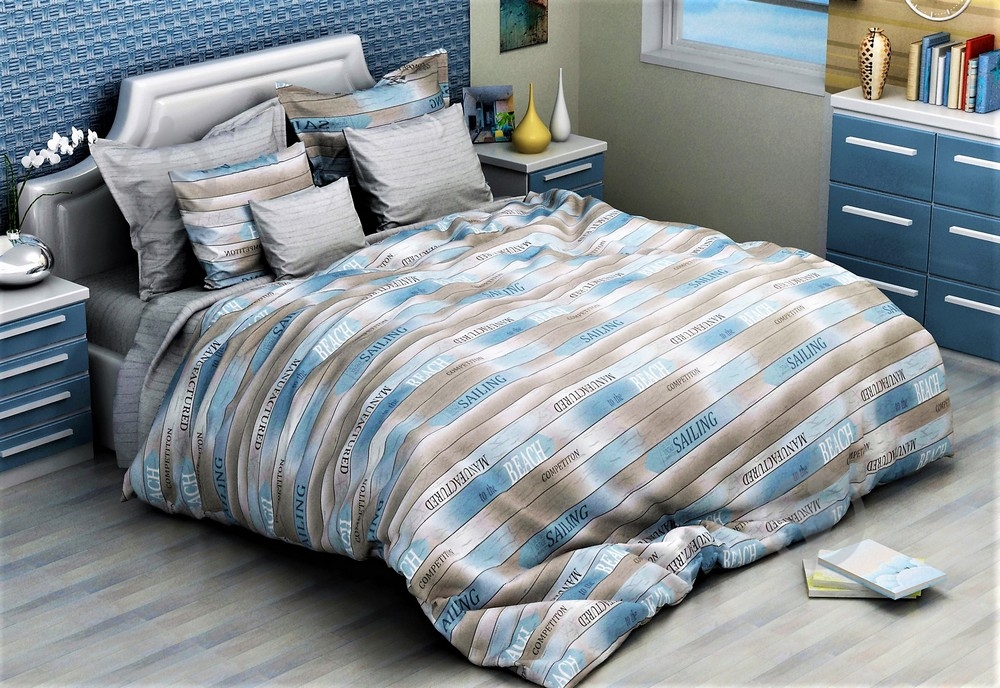 Комплект постельного белья ранфорс Sailing евро серый SoundSleep - фото 1