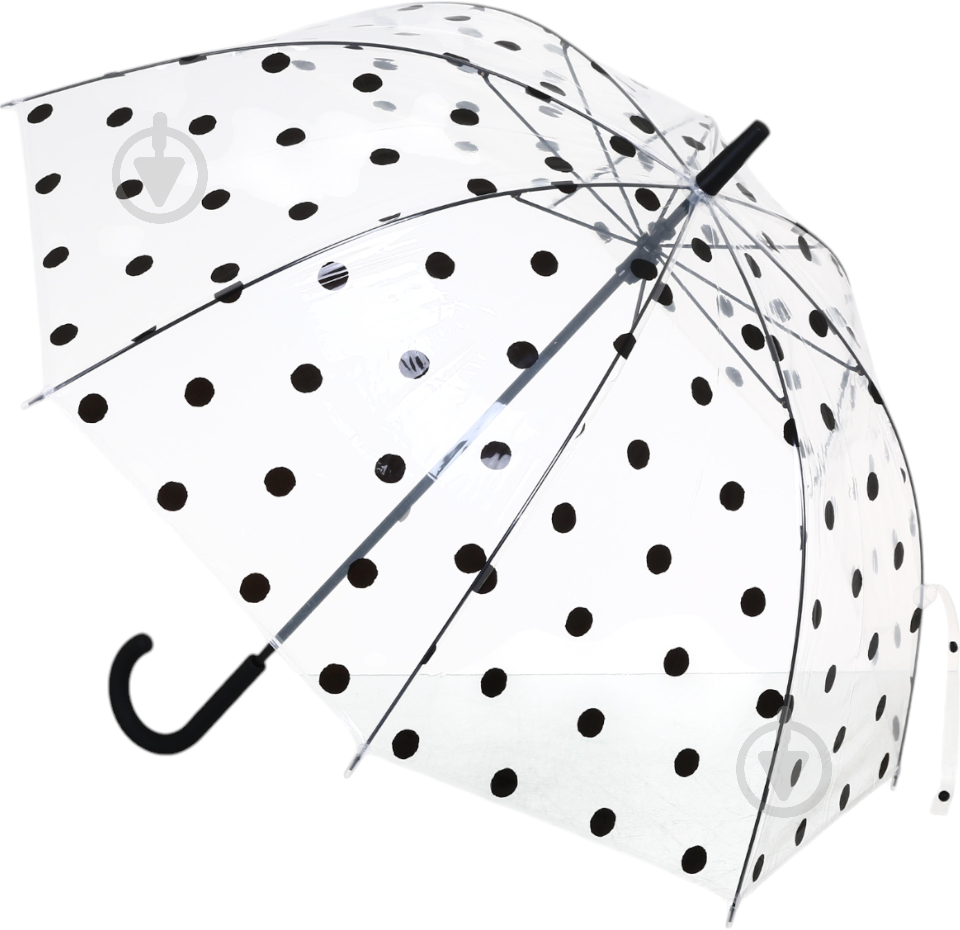 Зонт Susino Горошок напівавтомат купол 48 см спиць 8, прозорий 23663 - фото 3