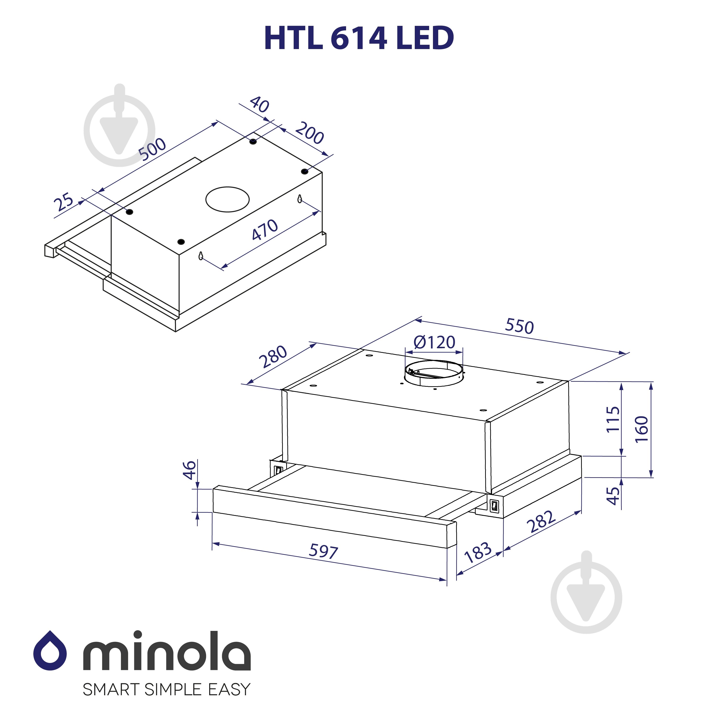 Витяжка Minola HTL 614 BL LED телескопічна - фото 10