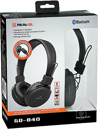 Bluetooth-гарнітура Real-el GD-840 black (EL124100024) - фото 6