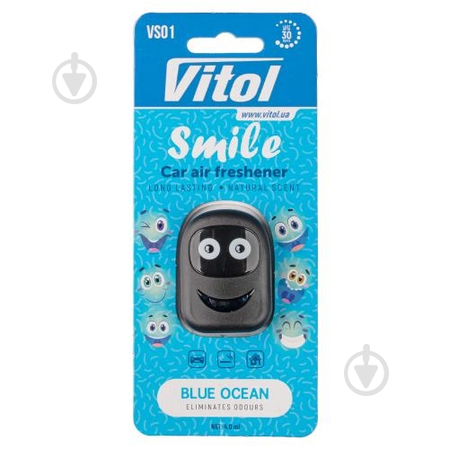 Ароматизатор на дефлектор Vitol Smile Blue Ocean VS01 - фото 1