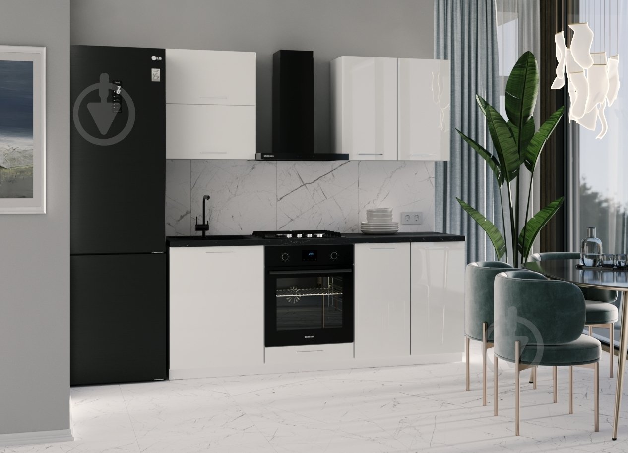 Кухня модульна ROKO Руна пряма МДФ 2м арктика глянець/білий - фото 1 Кухня модульна ROKO Руна пряма МДФ 2м арктика глянець/білий - фото 1