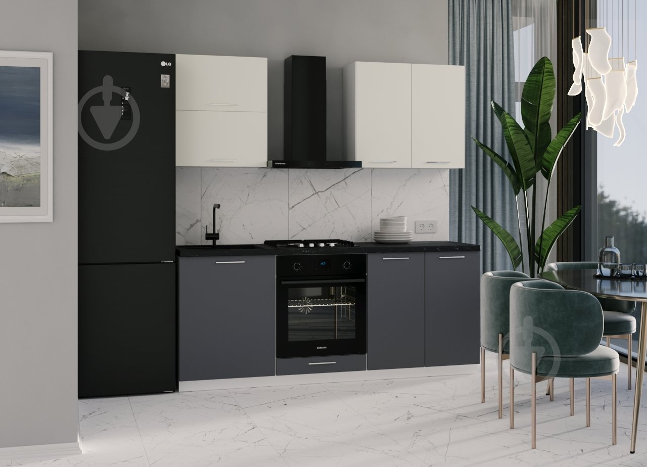 Кухня модульна ROKO Руна пряма МДФ 2м лавина мат/грозове небо мат/білий - фото 1 Кухня модульна ROKO Руна пряма МДФ 2м лавина мат/грозове небо мат/білий - фото 1