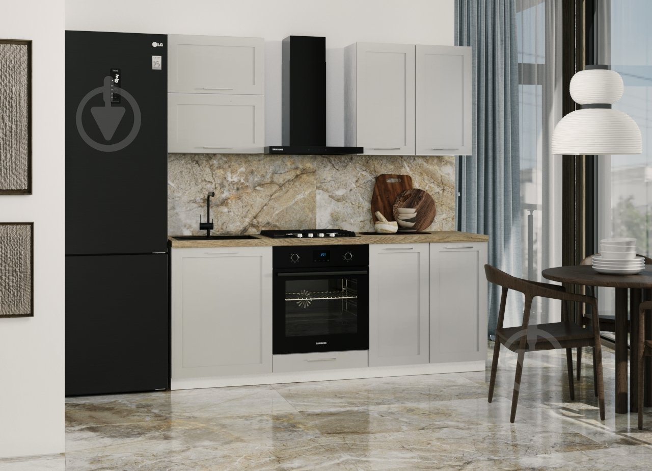 Кухня модульна ROKO Руна пряма МДФ 2м лайт грей сімпл/білий - фото 1 Кухня модульна ROKO Руна пряма МДФ 2м лайт грей сімпл/білий - фото 1