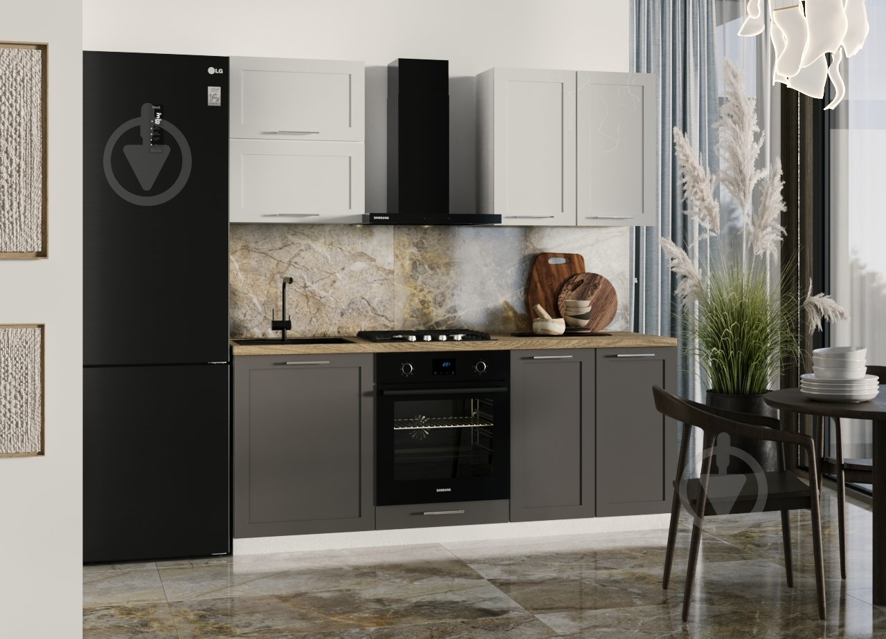 Кухня модульна ROKO Руна пряма МДФ 2м лайт грей сімпл/лід сімпл/білий - фото 1 Кухня модульна ROKO Руна пряма МДФ 2м лайт грей сімпл/лід сімпл/білий - фото 1