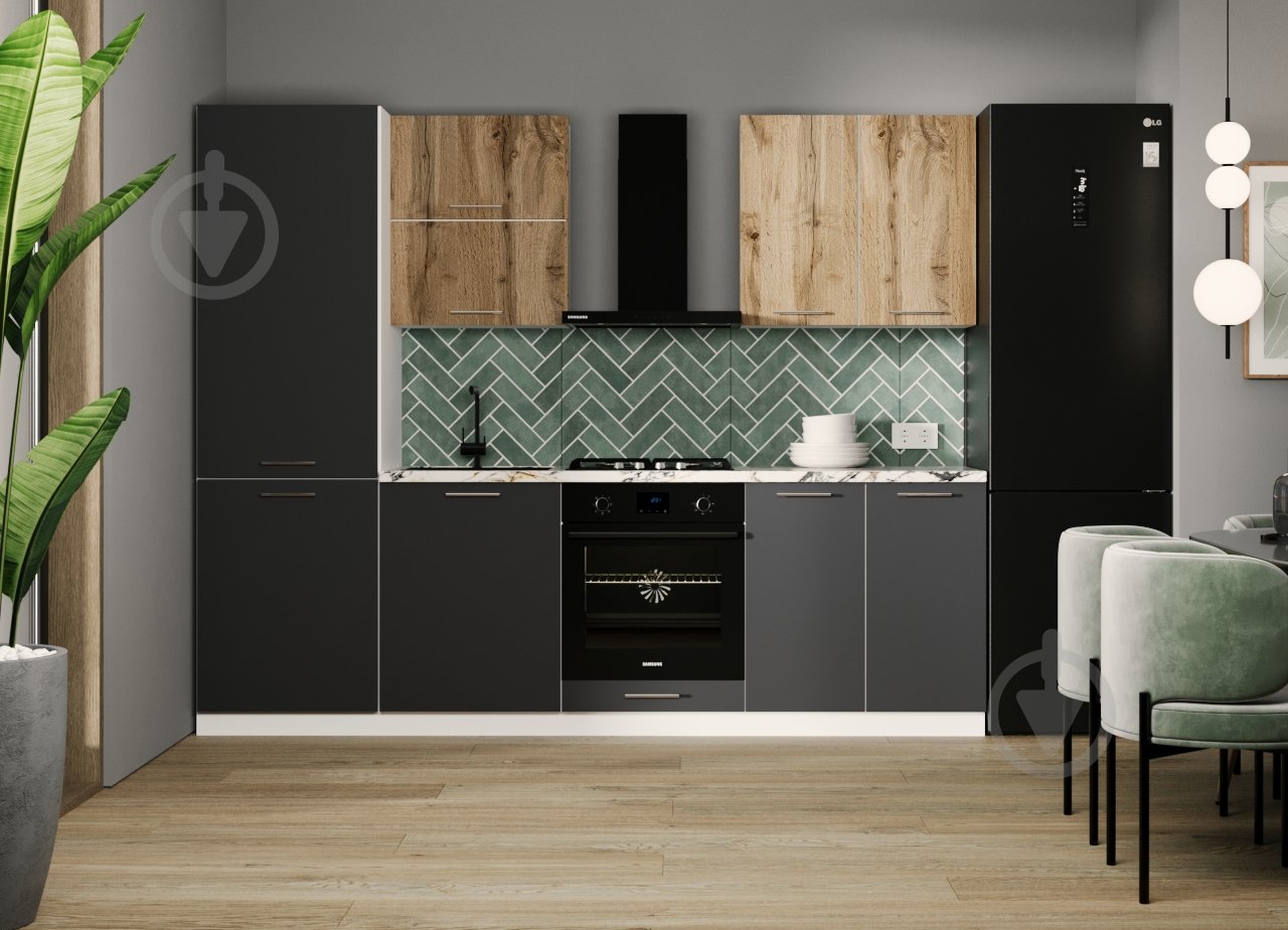 Кухня модульна ROKO Руна пряма ДСП 2,6×2,6м дуб природний/сірий попіл/білий - фото 1 Кухня модульна ROKO Руна пряма ДСП 2,6×2,6м дуб природний/сірий попіл/білий - фото 1