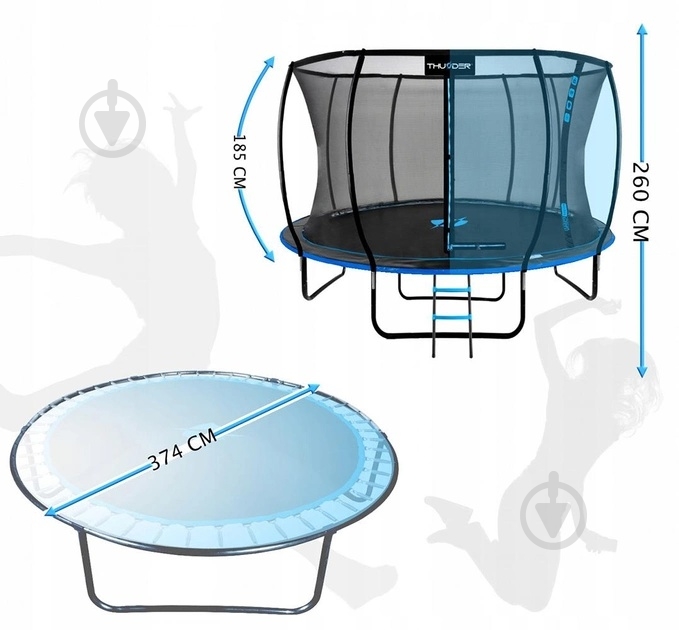 Батут с сеткой и лесенкой Thunder INSIDE-ULTRA-12FT BLUE - фото 2