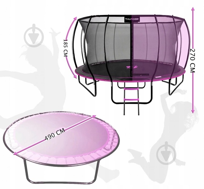 Батут с сеткой и лесенкой Thunder INSIDE-ULTRA-16FT PINK - фото 2