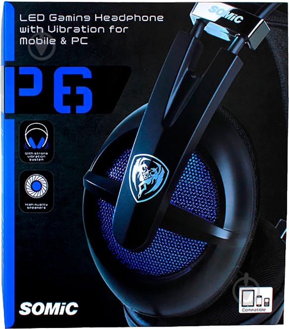 Гарнитура Somic P6 black (9590010256) - фото 3