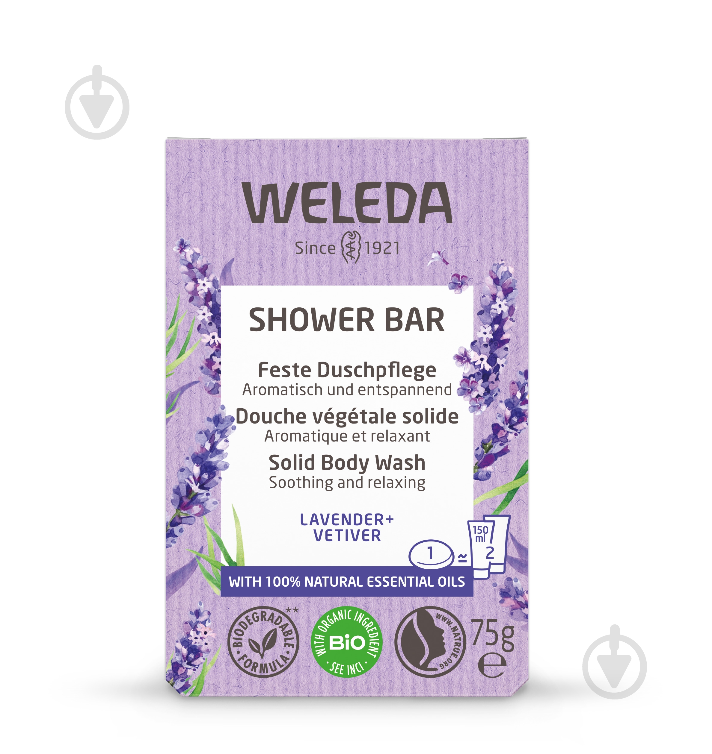 Мило Weleda Твердий арома-бар для душу Лаванда та Ветівер 75 г 1 шт./уп. - фото 3