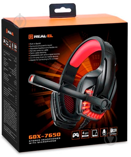 Гарнітура Real-el GDX-7650 black/red (EL124100043) - фото 11 Гарнітура Real-el GDX-7650 black/red (EL124100043) - фото 11