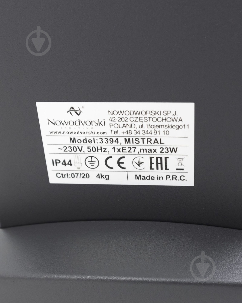 Стовп Nowodvorski Mistral E27 23 Вт IP44 графітовий 3394 - фото 5
