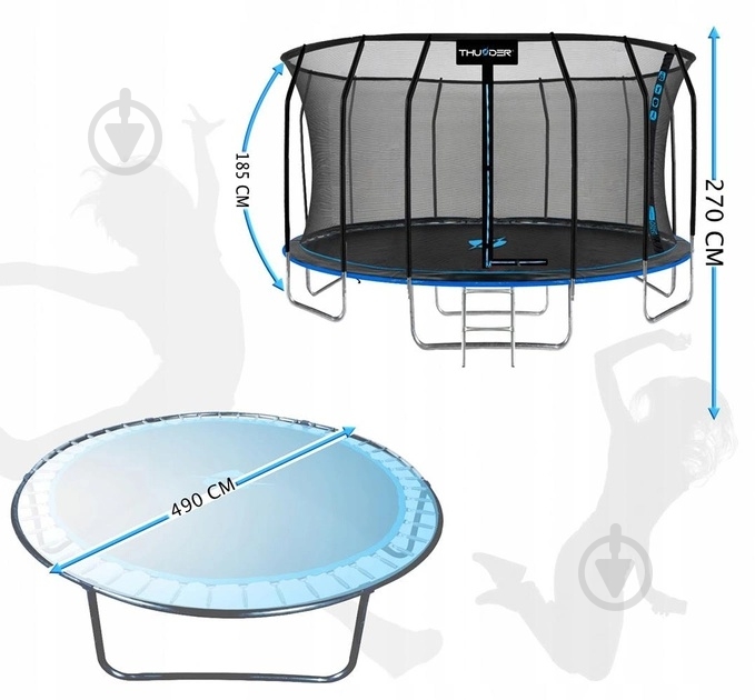 Батут с сеткой и лесенкой Thunder INSIDE-ELITE-16FT BLUE - фото 2