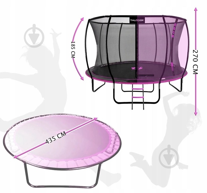 Батут с сеткой и лесенкой Thunder INSIDE-ULTRA-14FT PINK - фото 2 Батут с сеткой и лесенкой Thunder INSIDE-ULTRA-14FT PINK - фото 2