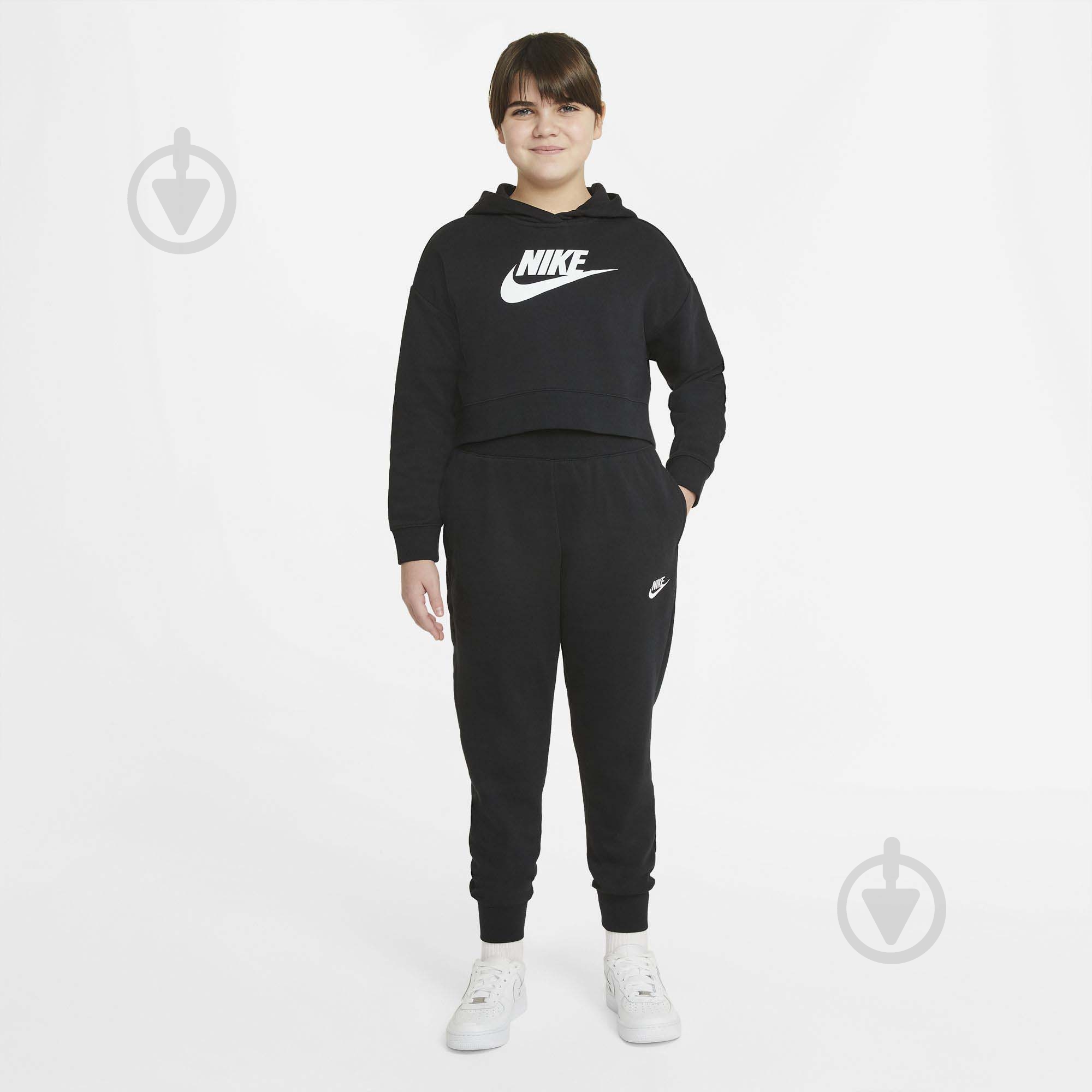 Джемпер Nike G NSW Club Ft Crop Hoodie DC7210-010 черный - фото 8