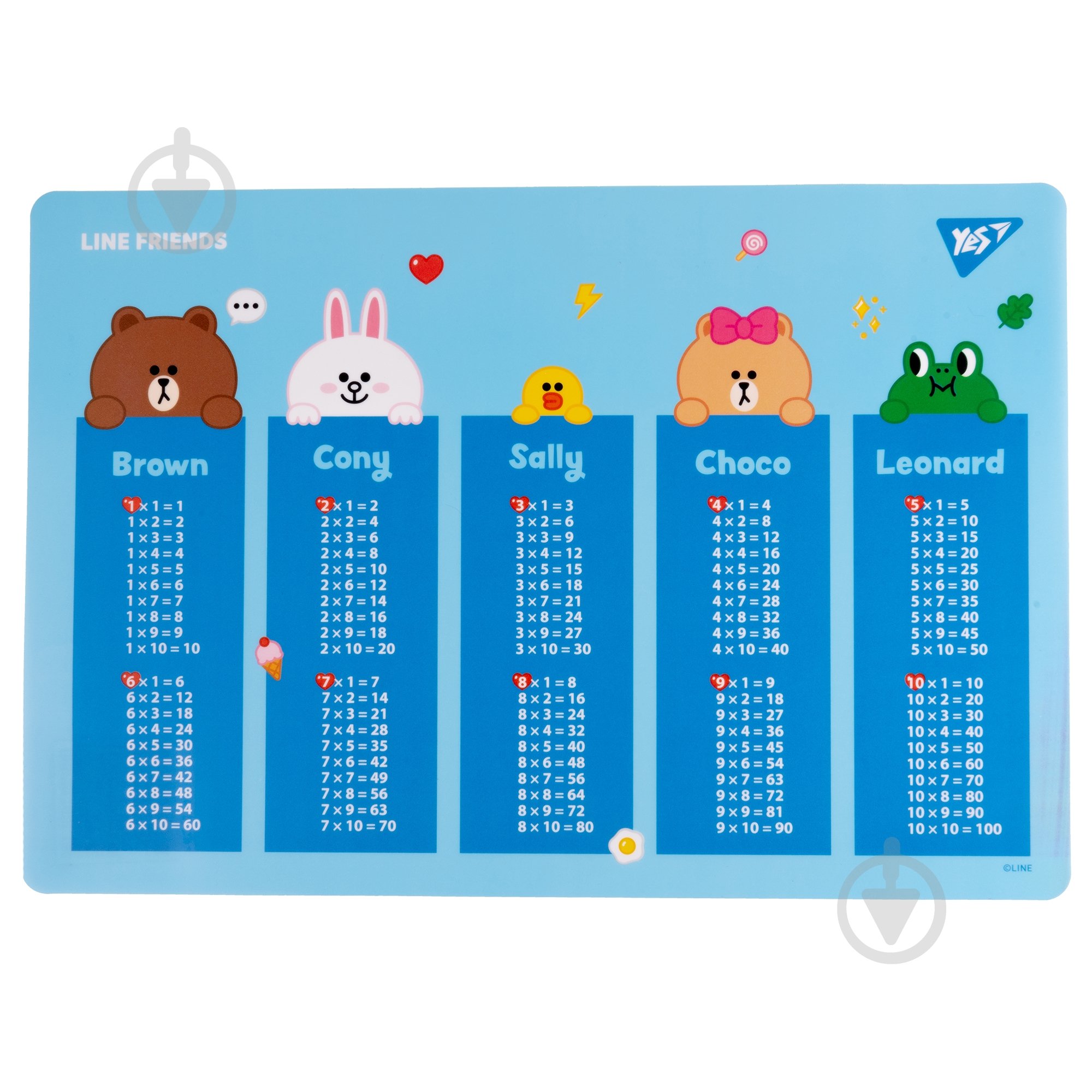 Підкладка настільна Line Friends Таблиця множення YES - фото 1