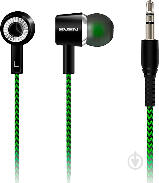 Наушники Sven E-107 black/green (850216) - фото 2 Наушники Sven E-107 black/green (850216) - фото 2
