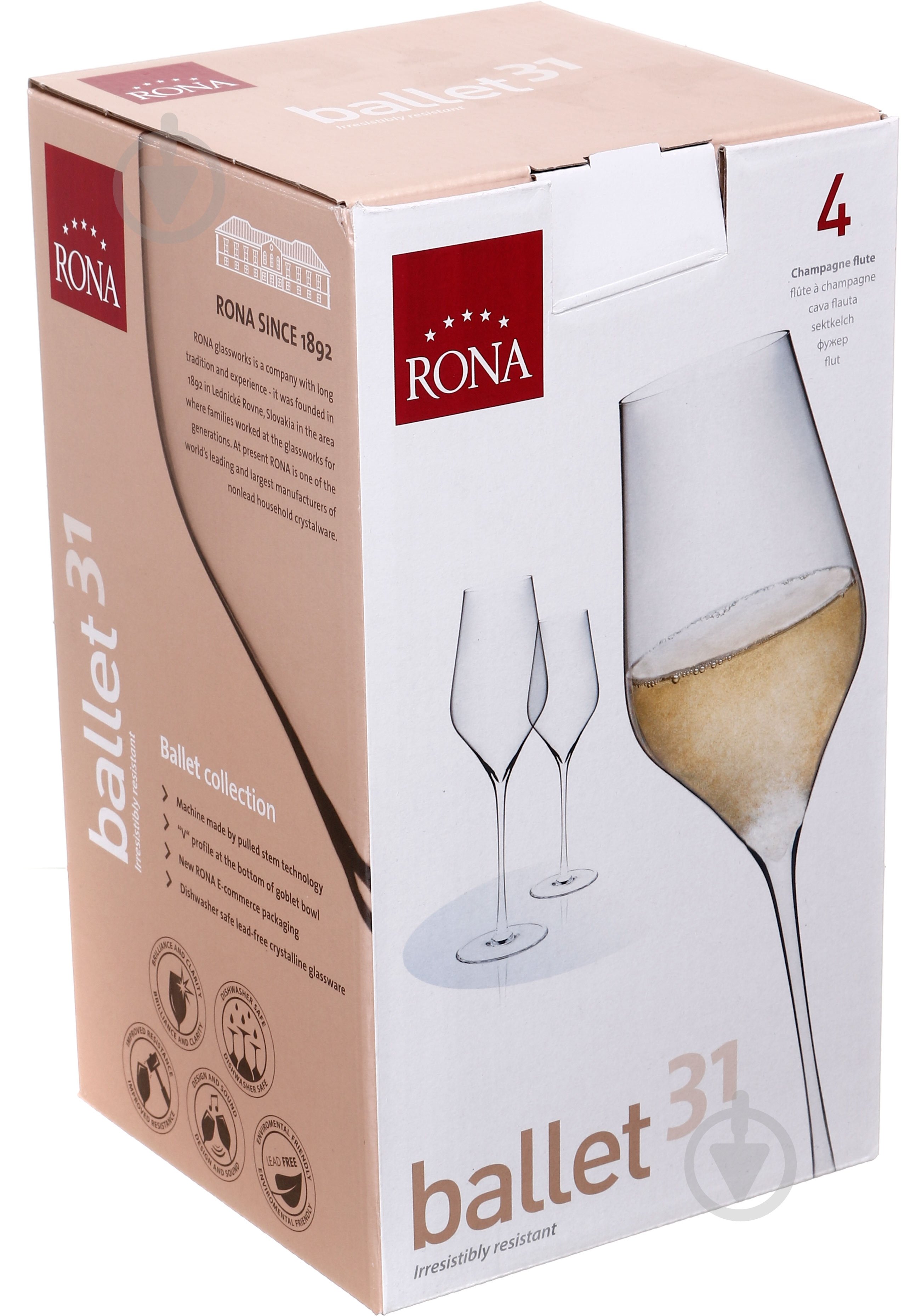 Набор бокалов для шампанского Rona Ballet GB4 310 мл 4 шт. - фото 2 Набор бокалов для шампанского Rona Ballet GB4 310 мл 4 шт. - фото 2