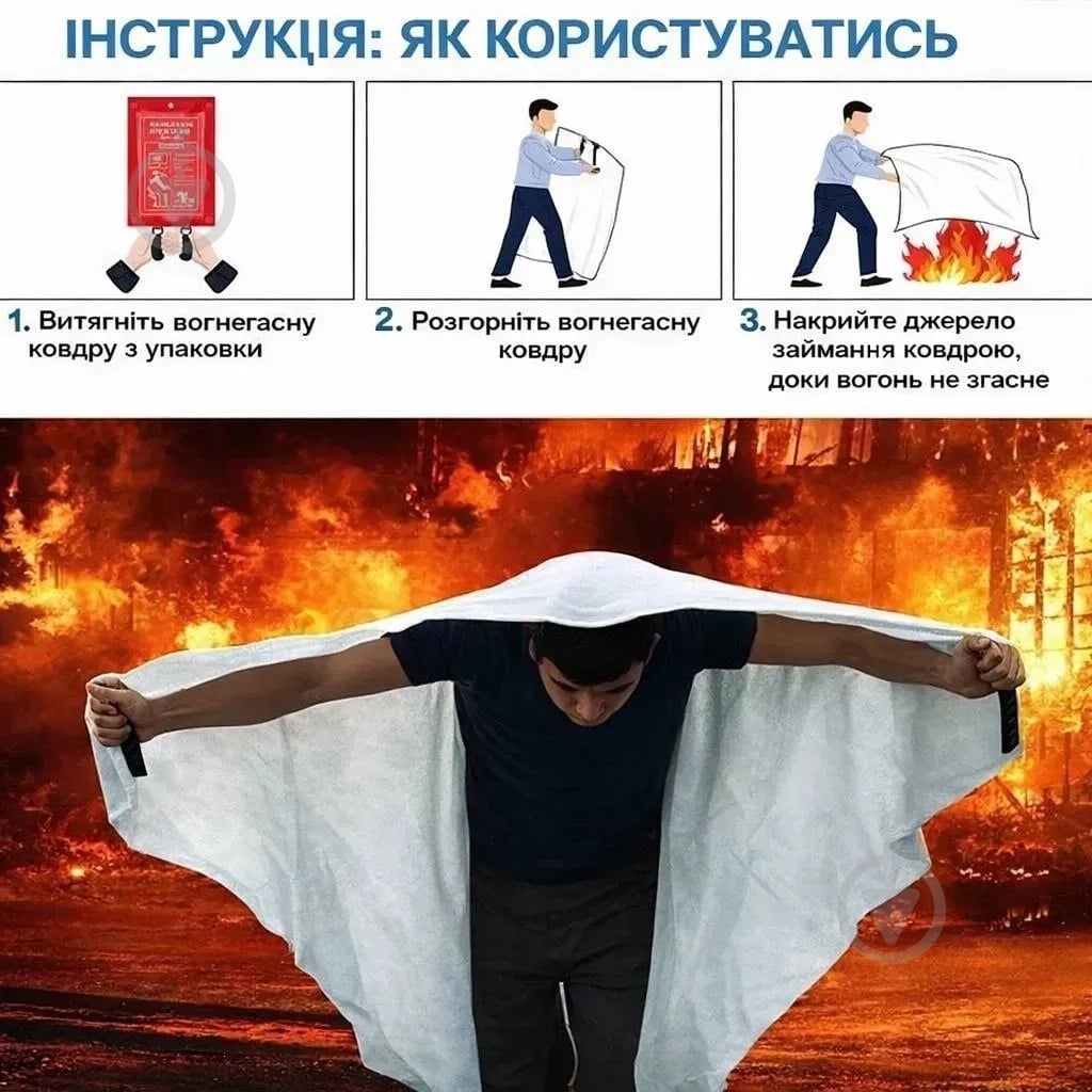 Кошма пожежна Рубіж FARE BLANKET 1,5 х 2 м (04-034-IS) - фото 6