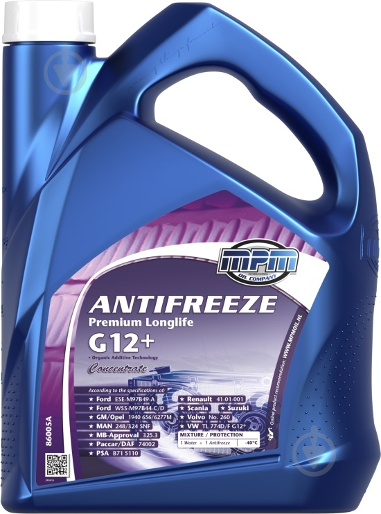 Антифриз MPM OIL G12+ Longlife -38°С G12+ концентрат 5 л червоний (86005A) - фото 1