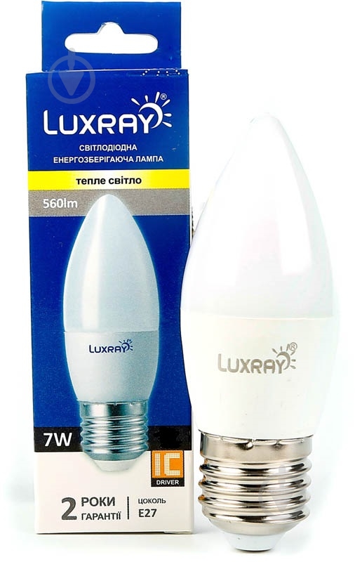 Лампа світлодіодна Luxray 7 Вт C37 матова E27 220 В 3000 К LX430-B35-2707 - фото 1