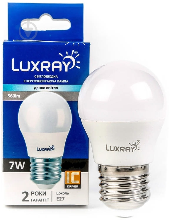 Лампа світлодіодна Luxray 7 Вт G45 матова E27 220 В 4200 К LX442-A45-2707 - фото 1