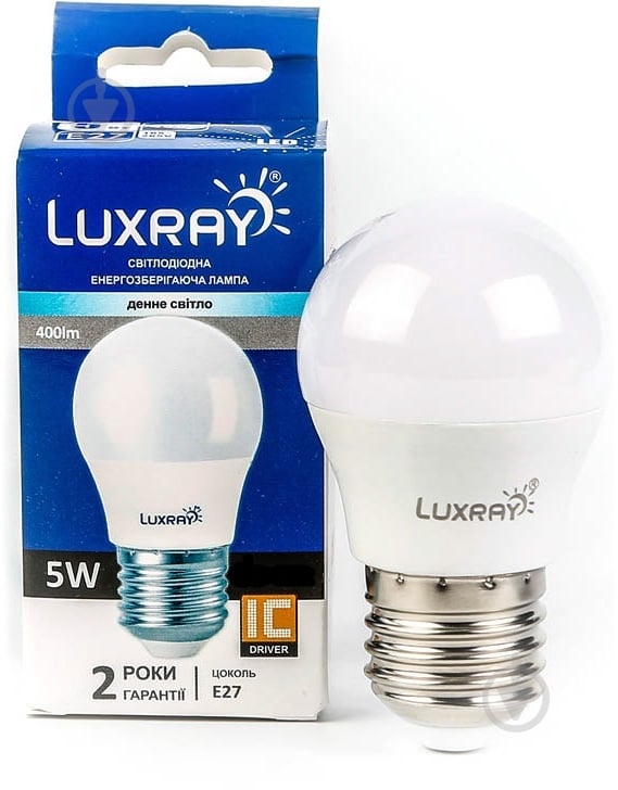 Лампа світлодіодна Luxray 5 Вт G45 матова E27 220 В 4200 К LX442-A45-2705 - фото 1